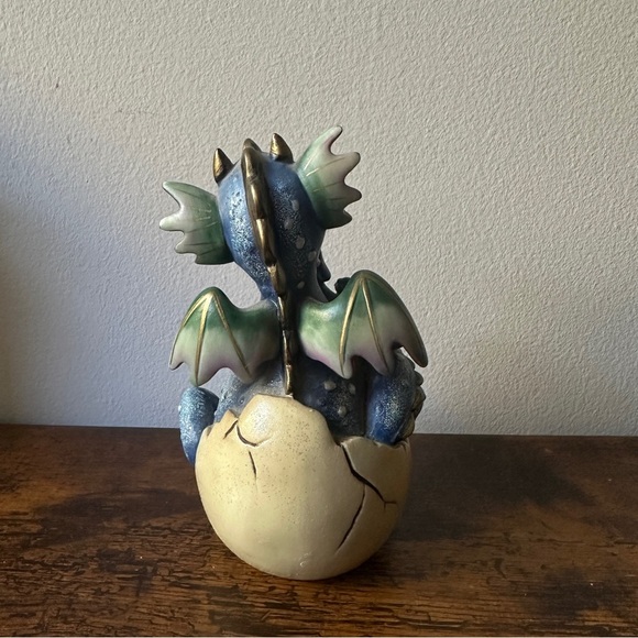 Whimsical Blue and Pink Dragon Figurine - Picture 2 of 3